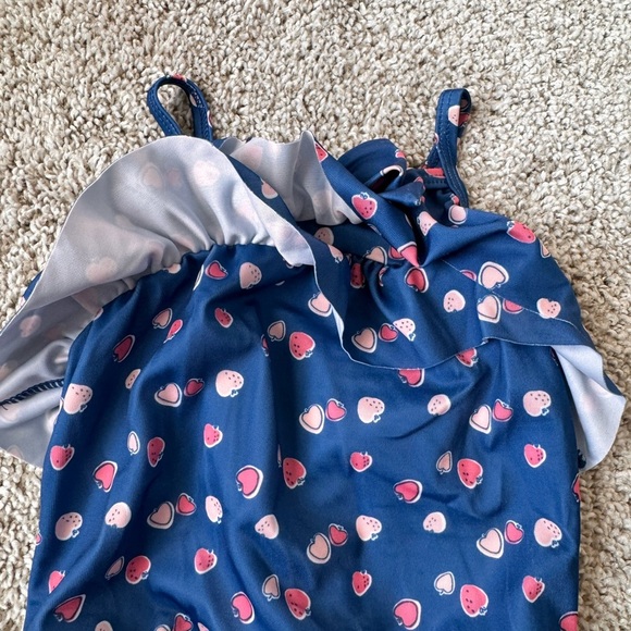 Baby Girls’ Bathing suit Navy Blue Heart Print Ruffle One-Piece Swimsuit 3-6 mo - Picture 5 of 8